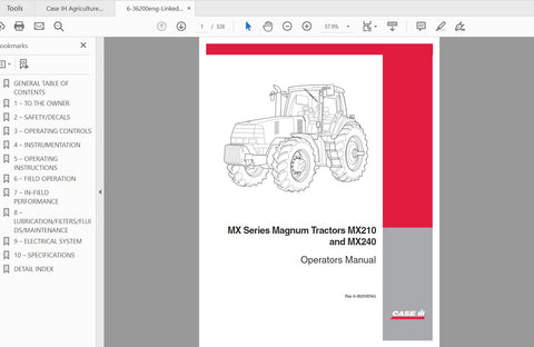 Discover the essential CASE IH Tractor MX210 and MXX240 Operator’s Manual, specifically designed for the emerging market in Russia. This comprehensive PDF file provides detailed