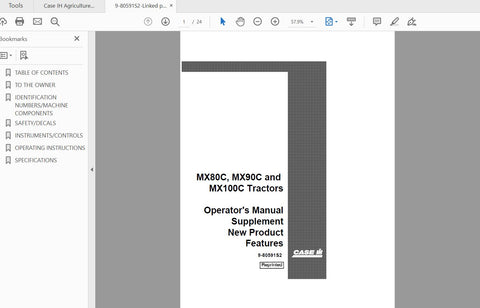Enhance your operational efficiency with the CASE IH Tractor MX80C, MX90C, and MX100C Operator’s Manual (Supplement 9-80591S2). This comprehensive PDF file is designed to provide you with essential information and guidance for optimal tractor