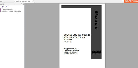 Discover the essential CASE IH TRACTOR MXM120, 130, 140, 155, 175, 190 Operator’s Manual, available in a convenient PDF format. This comprehensive guide is designed to enhance your understanding and operation of these powerful tractors, ensuring you