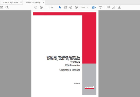 Discover the essential CASE IH Tractor Operator’s Manual for MXM120, 130, 140, 155, 175, and 190 models from the 2006
