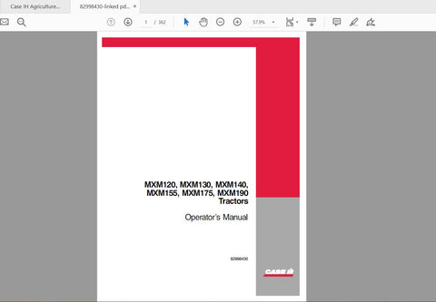 Enhance your farming efficiency with the CASE IH Tractor Operator’s Manual, designed specifically for the MXM120, MXM130, MXM140, MXM155, MXM175, and MXM190 models. This comprehensive PDF file provides essential information to help you operate
