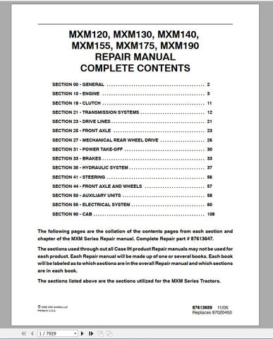 Unlock the full potential of your CASE IH tractor with the comprehensive Repair Manual for MXM120, MXM130, MXM140, MXM155, MXM175, and MXM190 models