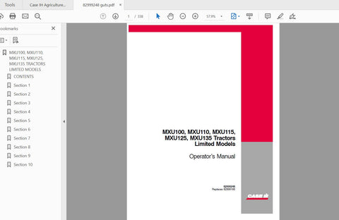 Discover the essential CASE IH Tractor Operator’s Manual for models MXU100, MXU110, MXU115, MXU125, and MXU135. This comprehensive PDF file is designed to provide you with