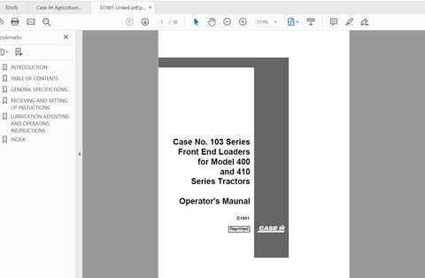 Unlock the full potential of your CASE IH Tractor with the No. 103 Front End Loaders Operator’s Manual, specifically designed for the Model 400 and 410 Series. This comprehensive PDF file provides essential insights and detailed instructions to ensure optimal performance and maintenance of your equipment.