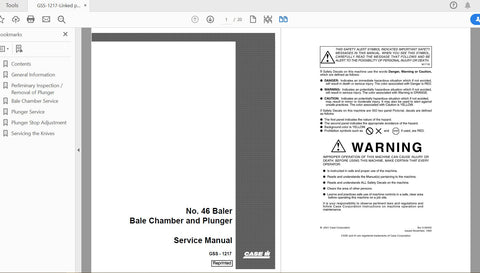 Discover the essential CASE IH Tractor No.46 Baler Bale Chamber Plunger Service Manual (GSS-1217) in a convenient