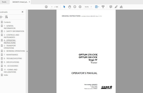 Discover the essential CASE IH Tractor Optum 270 CVX and 300 CVX Stage IV Operator’s Manual, a comprehensive PDF guide designed to enhance your operational efficiency. This manual provides detailed insights into the features and functionalities of your 