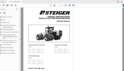 Discover the ultimate resource for your CASE IH Tractor Panther & Lion 1000 Powershift Series with the Steiger Service Manual 37-175. This comprehensive PDF file is designed to provide