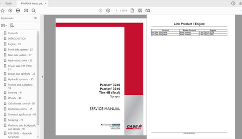 Discover the ultimate resource for your CASE IH Tractor Patriot 3240 and Patriot 3340 Tier 4B (Final) Sprayer with our comprehensive Complete Service Manual (Part No. 47661569). 