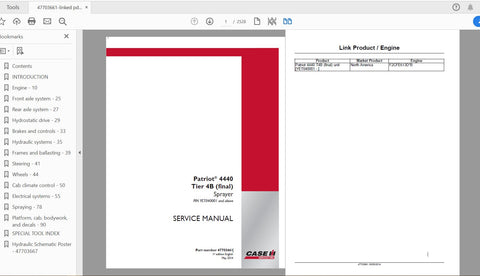 Enhance your maintenance routine with the CASE IH Tractor Patriot 4440 Tier 4B (Final) Sprayer Service Manual (47703661). This comprehensive PDF file is designed to provide you with all the essential