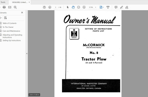 Discover the essential CASE IH Tractor Plow (2 and 3-Furrow) McCormick No. 8 Operator’s Manual, designed to enhance your farming experience. This comprehensive PDF file provides detailed instructions and insights to help you operate and maintain your plow efficiently. With clear diagrams and step-by-step guidance, you’ll be equipped to tackle any plowing task with confidence.