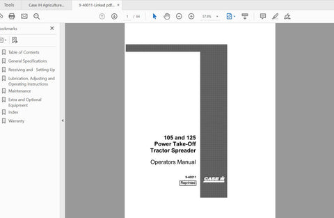 Discover the essential CASE IH Tractor Power Take-Off Spreader Operator’s Manual, designed specifically for the 105 and 125 models. This comprehensive PDF file provides you with all the necessary information to operate and maintain your tractor spreader efficiently