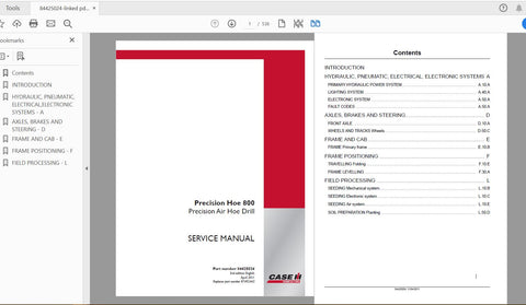 Unlock the full potential of your CASE IH Precision Hoe 800 with the comprehensive service manual (part number 84425024) available in PDF format. This essential guide
