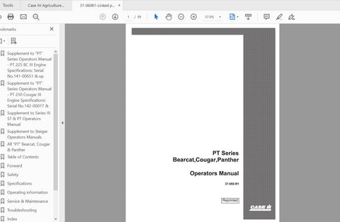 Discover the essential CASE IH Tractor PT Series Bearcat III Cougar Operator’s Manual (37-060-R1) in a convenient PDF format. This comprehensive guide is designed to enhance your understanding and operation of your tractor, ensuring you get the most out of your investment.
