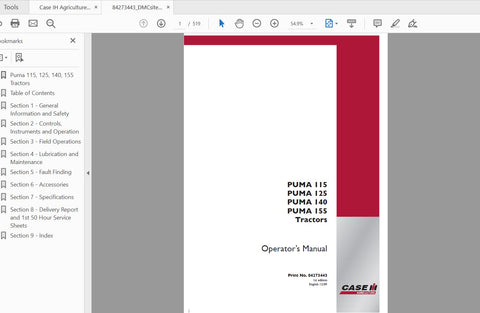 Enhance your operational efficiency with the CASE IH Tractor Puma 115, 125, 140, and 155 Operator’s Manual. This comprehensive PDF file is designed to provide you with 