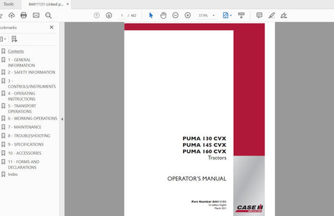Unlock the full potential of your CASE IH Puma 130, 145, and 160 CVX tractors with the comprehensive Operator’s Manual (PDF file). This essential guide provides detailed instructions and insights to help you operate your tractor efficiently and safely, ensuring optimal performance in every task.