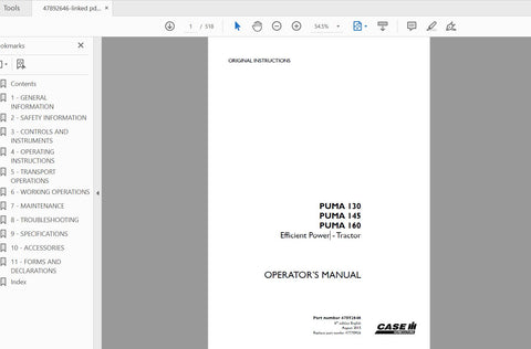 Unlock the full potential of your CASE IH Tractor Puma 130, 145, and 160 with the Efficient Power Operator’s Manual (PDF file). This comprehensive guide is designed to enhance your