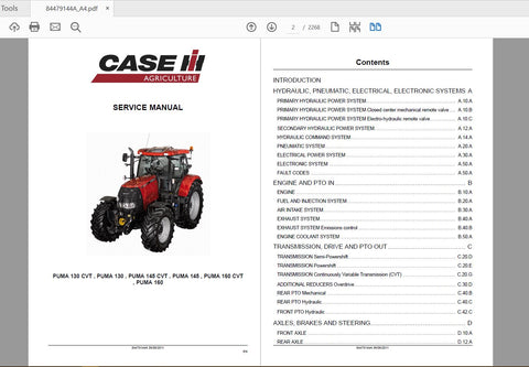 Unlock the full potential of your CASE IH Tractor with the Puma 130, 145, and 160 CVT Service Manual