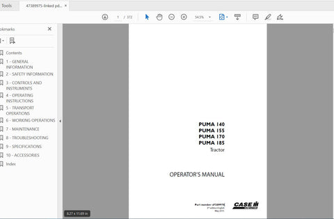 Enhance your farming efficiency with the CASE IH Tractor Puma 140, 155, 170, and 185 Operator’s Manual. This comprehensive PDF file is designed to provide you with essential information and guidance for optimal operation and maintenance of your tractor.
