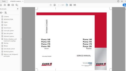 Unlock the full potential of your CASE IH Tractor with the Puma 140, Puma 155, Puma 170, and Puma 185 SWB Service Manual (Part No. 47402693). This comprehensive PDF file is your go-to resource for detailed maintenance and repair guidance, ensuring your