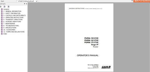 Discover the essential CASE IH Tractor Puma 150, 165, and 175 CVX Stage IV Operator’s Manual, available in a convenient PDF format. This comprehensive guide is designed to enhance your understanding and operation of these powerful tractors, ensuring 