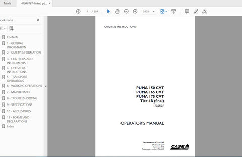 Enhance your operational efficiency with the CASE IH Tractor Puma 150 CVT, 165 CVT, and 175 CVT Tier 4B Operator’s Manual. This comprehensive PDF file is designed to provide you with essential information and guidance for optimal performance and maintenance