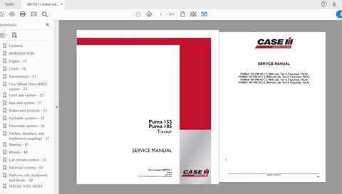 Unlock the full potential of your CASE IH PUMA 155 and PUMA 185 tractors with the comprehensive service manual (48079511) available in PDF format. This essential guide