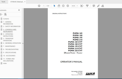 Discover the CASE IH TRACTOR PUMA 165-225 CVT Operator’s Manual, a comprehensive PDF guide designed to enhance your tractor experience. This manual covers models 165,
