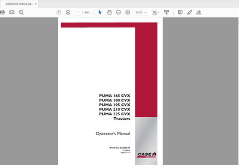 Enhance your farming efficiency with the CASE IH Tractor Puma 165, 180, 195, 210, and 225 Operator’s Manual. This comprehensive PDF file is designed to provide you with essential