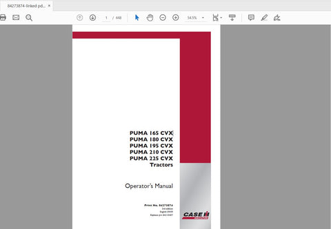 Unlock the full potential of your CASE IH Tractor Puma series with the comprehensive Operator’s Manual (PDF file) for models 165, 180, 195, 210, and 225. This essential guide