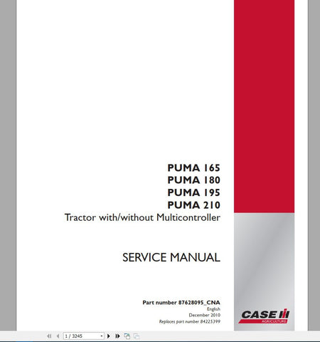 Unlock the full potential of your CASE IH Tractor Puma 165, 180, 195, and 210 with the comprehensive service manual