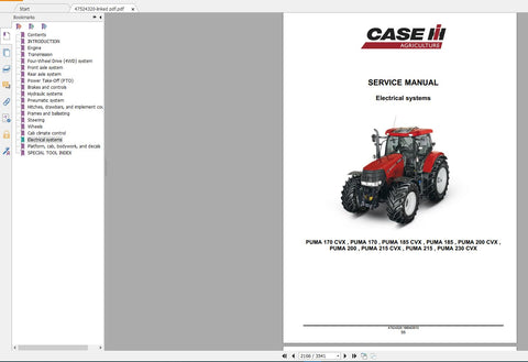 Unlock the full potential of your CASE IH Tractor with the comprehensive Service Manual for Puma models 170CVX, 185CVX, 200CVX, 215CVX, and 230CVX. This PDF file