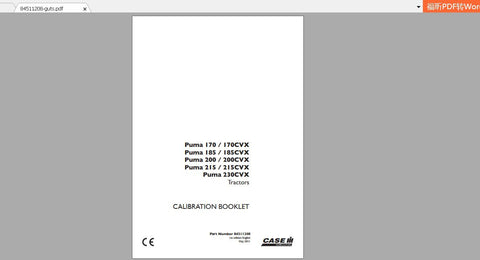 Discover the essential CASE IH Tractor Puma Operator’s Manual, designed specifically for models 170CVX, 185CVX, 200CVX, 215CVX, and 230CVX. This comprehensive PDF file