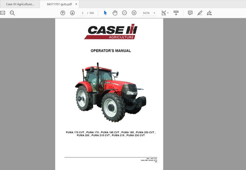 Enhance your farming efficiency with the CASE IH Tractor Puma Operator’s Manual, designed specifically for models 170, 185, 200, 215, 230, and CVT. This comprehensive PDF file serves