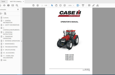 Enhance your farming efficiency with the CASE IH TRACTOR PUMA 170, 185, 200, 215, 230 CVX Operator’s Manual. This comprehensive PDF file is designed to provide you with all the essential information needed to operate and maintain your tractor effectively. With clear