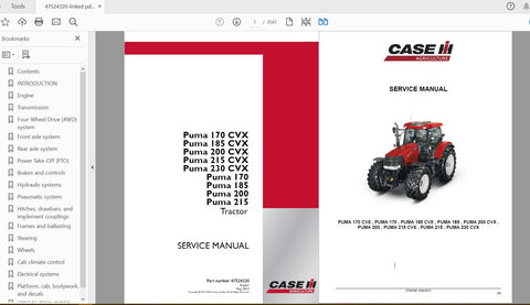 Discover the ultimate resource for your CASE IH PUMA tractor series with the comprehensive Service Manual (47524320) available in PDF format. This manual covers models