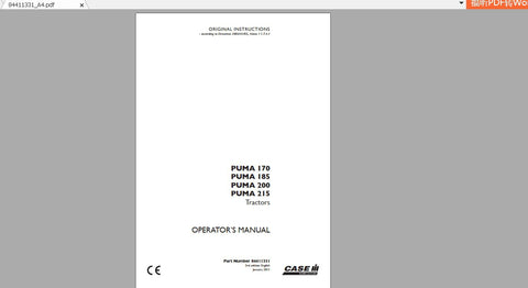 Discover the essential CASE IH Tractor Puma 170, 185, 200, and 215 Operator’s Manual, available in a convenient PDF format. This comprehensive guide is designed to enhance your