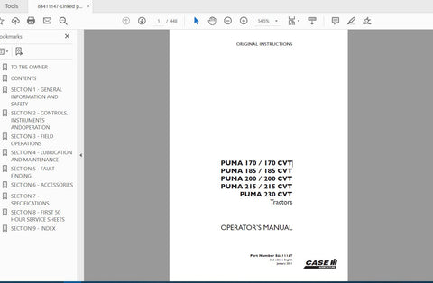 Discover the essential CASE IH Tractor Puma Operator’s Manual, designed specifically for models 170, 185, 200, 215, and 230 CVT. This comprehensive PDF file provides you with