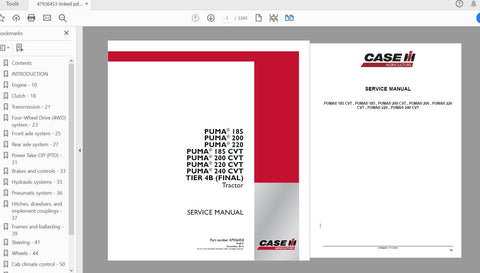 Discover the ultimate resource for maintaining your CASE IH Tractor Puma series with the comprehensive Service Manual