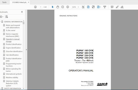 Discover the essential CASE IH Tractor Puma 185, 200, 220, and 240 CVX Tier 4 Operator’s Manual, available in a convenient PDF format. This comprehensive guide is designed to enhance your understanding and operation of these powerful tractors, ensuring