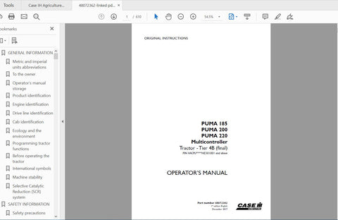 Discover the essential CASE IH Tractor Puma 185, Puma 200, and Puma 220 Multicontroller Operator’s Manual, designed specifically for Tier 4B (Final) models. This comprehensive PDF file serves as your go-to resource for maximizing the performance