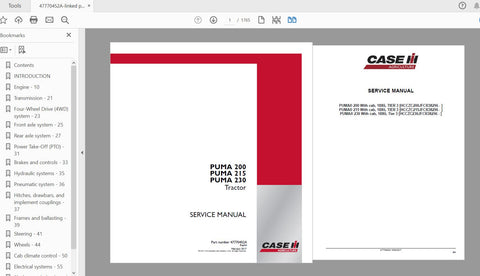 Enhance your maintenance routine with the CASE IH Tractor Puma 200, Puma 215, and Puma 230 Service Manual (47770452A). This comprehensive PDF file is designed to provide you with