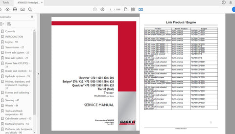 Discover the ultimate resource for your CASE IH Tractor Quadtrac and Steiger Rowtrac models with the Tier 4B Final Service Manual (Part Number: 47680525). This comprehensive