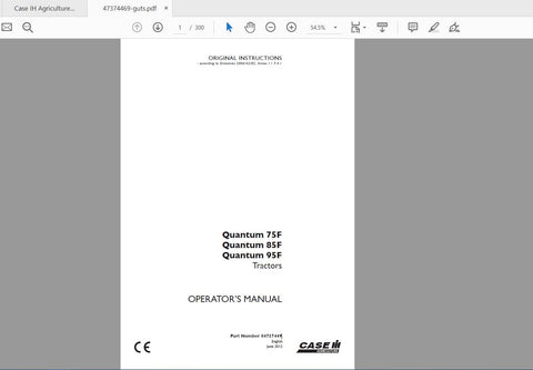 Discover the essential CASE IH Tractor Quantum 75F, 85F, and 95F Operator’s Manual, available in a convenient PDF format. This comprehensive guide is designed to 