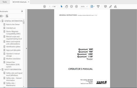 Enhance your farming efficiency with the CASE IH Tractor Quantum 80F, 90F, 100F, and 110F Operator’s Manual. This comprehensive PDF file is designed to provide you with essential information and guidance for optimal operation and maintenance of your tractor