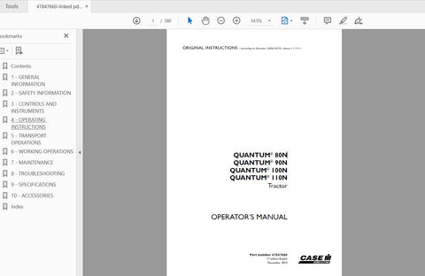Discover the essential CASE IH Tractor Quantum Operator’s Manual, designed specifically for models 80N, 90N, 100N, and 110N. This comprehensive PDF file serves as your go-to resource for understanding the intricate workings of your tractor, ensuring you maximize its performance and longevity.
