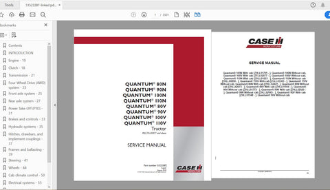 Unlock the full potential of your CASE IH Tractor with the comprehensive Service Manual for models Quantum 80N, 90N, 100N, 110N, 80V, 90V, 100V, and 110V. This PDF file