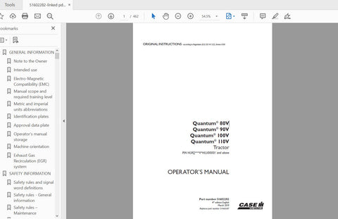 Discover the essential CASE IH Tractor Quantum Operator’s Manual, designed specifically for models 80V, 90V, 100V, and 110V. This comprehensive PDF file serves as your go-to resource for understanding the intricacies of your tractor, ensuring you maximize 