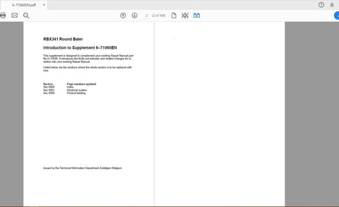 Enhance your farming efficiency with the CASE IH TRACTOR RB341 Round Baler Supplement Service Manual (6-71060EN). This comprehensive PDF file is designed to provide you with essential insights and detailed instructions for maintaining and servicing