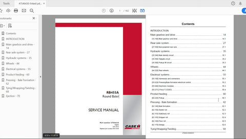 Enhance your maintenance capabilities with the CASE IH Tractor RB455A Round Baler Service Manual (47546430). This comprehensive PDF file is designed to provide you with detailed