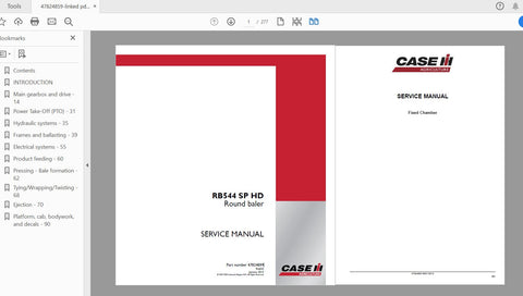 Enhance your farming efficiency with the CASE IH TRACTOR RB544 SP HD ROUND BALER SERVICE MANUAL (47824859). This comprehensive PDF file is designed to provide